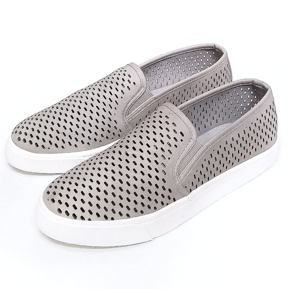 New Gray Perforated Slip On Tennis Shoe Sneakers